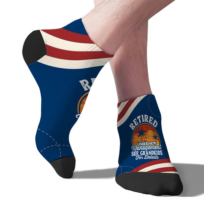 Retired Under New Management See Grandkids For Details Mens Athletic Socks Short For Women Socks