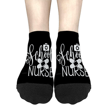 Saving The World One Ice Pack At Time School Nurse Week Men Ankle Socks Low Cut Socks For Men's