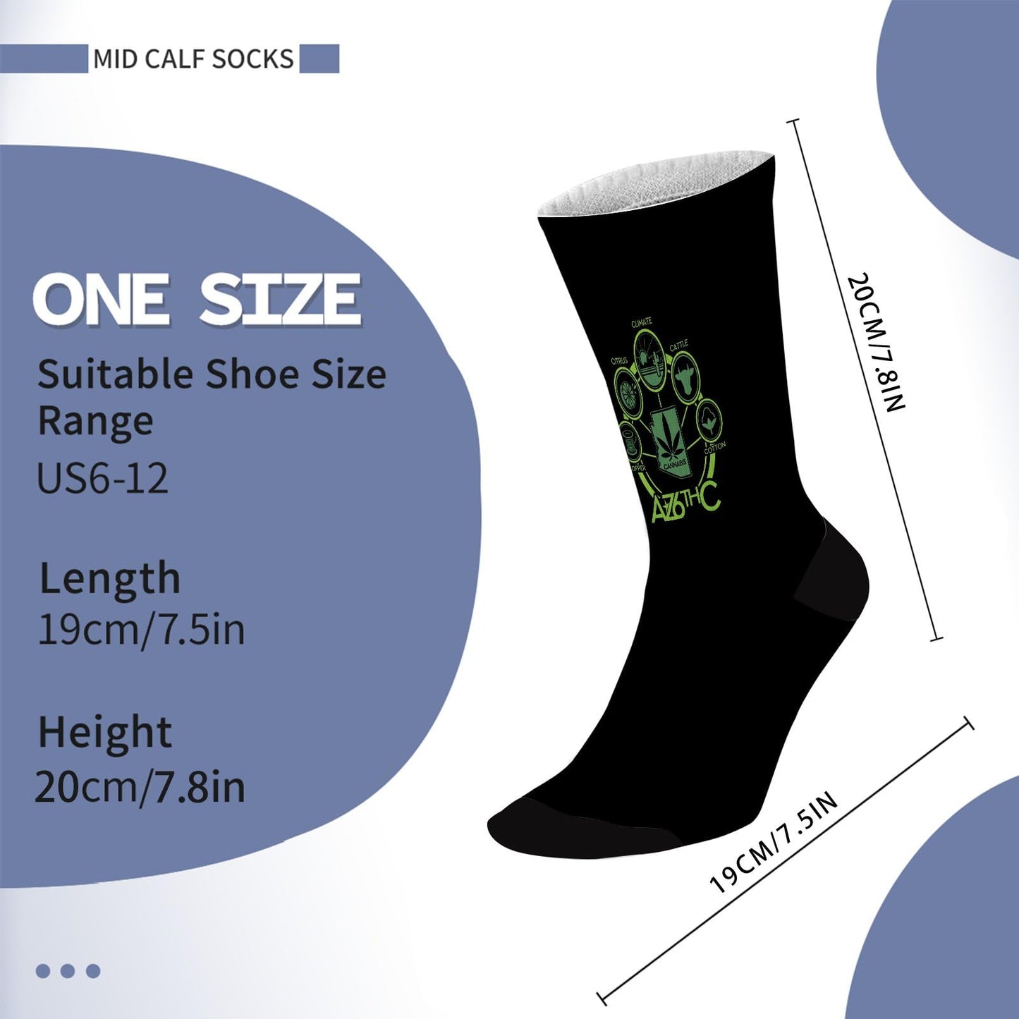 THC Marijuana Mens Boot Socks