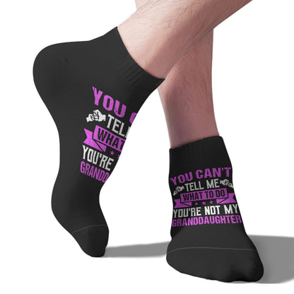 You Can't Tell Me What To Do You Are Not My Granddaughter Boys Crew Socks Short Sock Women