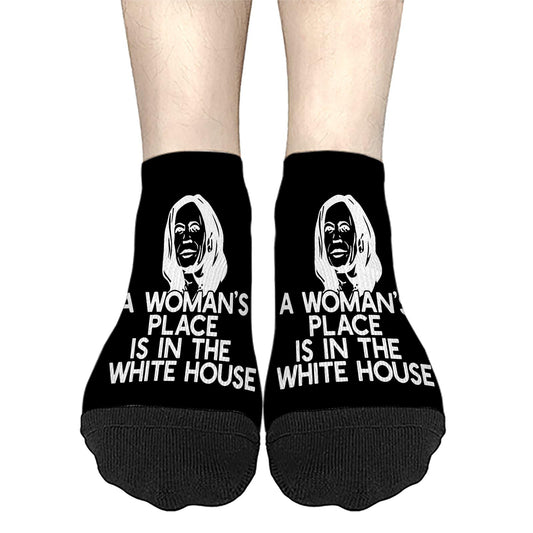 President Feminist A Woman's Place Is In The White Mens Low Cut Socks Short For Men's Sock