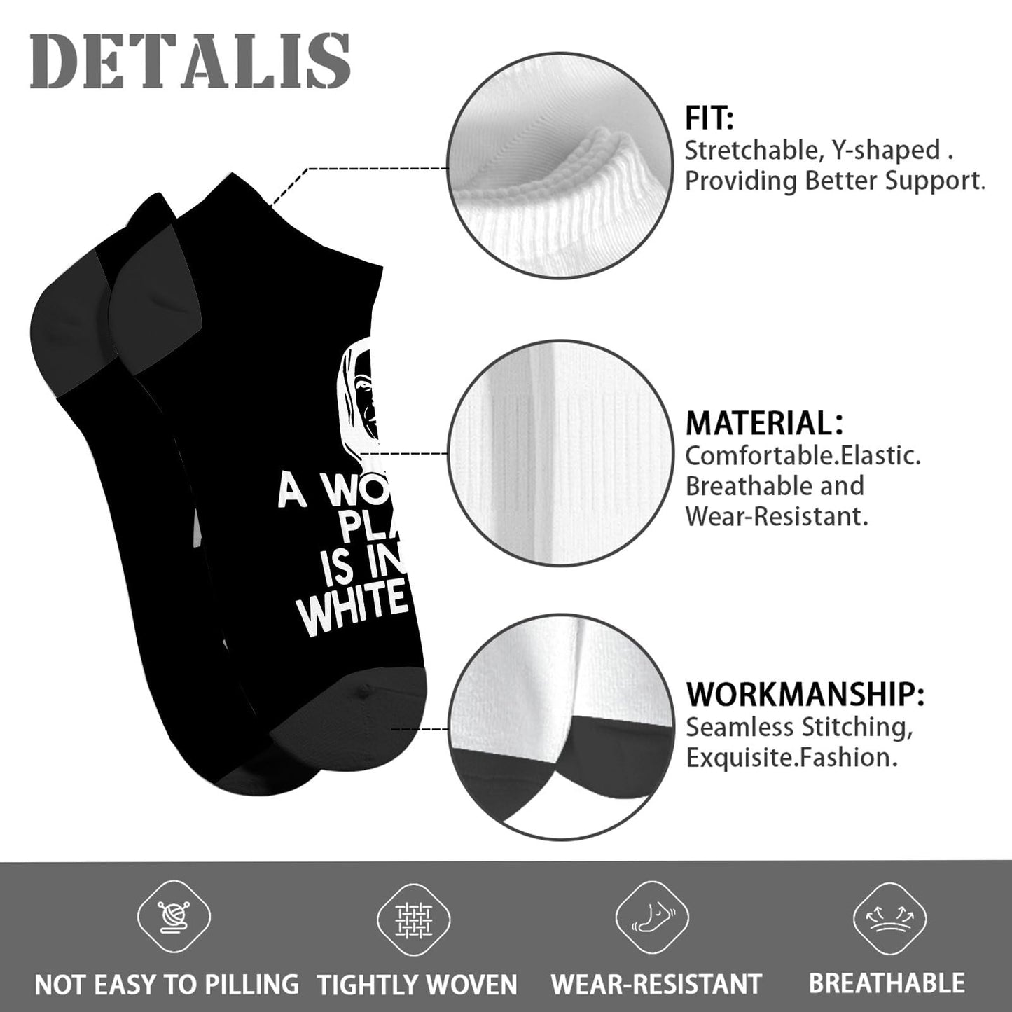 President Feminist A Woman's Place Is In The White Mens Low Cut Socks Short For Men's Sock