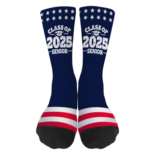 Colorful Class of 2025 Half Calf Fancy Socks