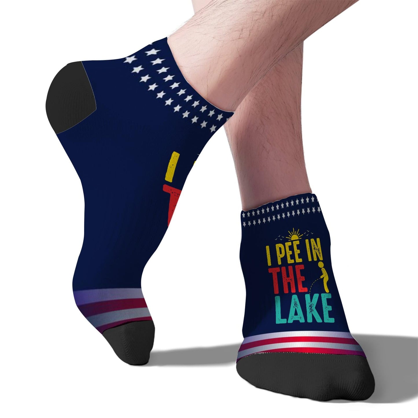 I Pee In The Lake Funny Vacation Partys Dress Socks For Men Short Socks Womens
