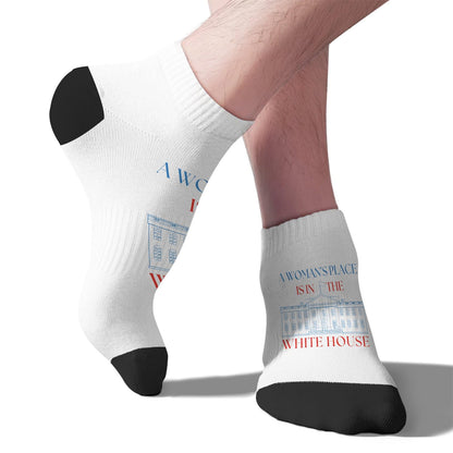 President Feminist A Woman's Place Is In The White Mens Athletic Socks Invisible Sock For Womens