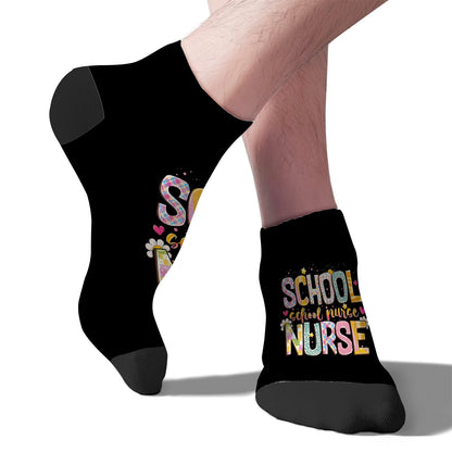 Saving The World One Ice Pack At Time School Nurse Week Men Ankle Socks Low Cut Socks For Men's