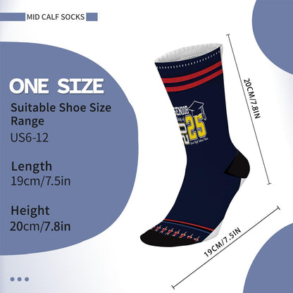 Class of 2025 Senior Socks for Men Half Calf Sock Colorful Fancy Crazy Design socks Unisex Novelty Gifts for Girlfriends