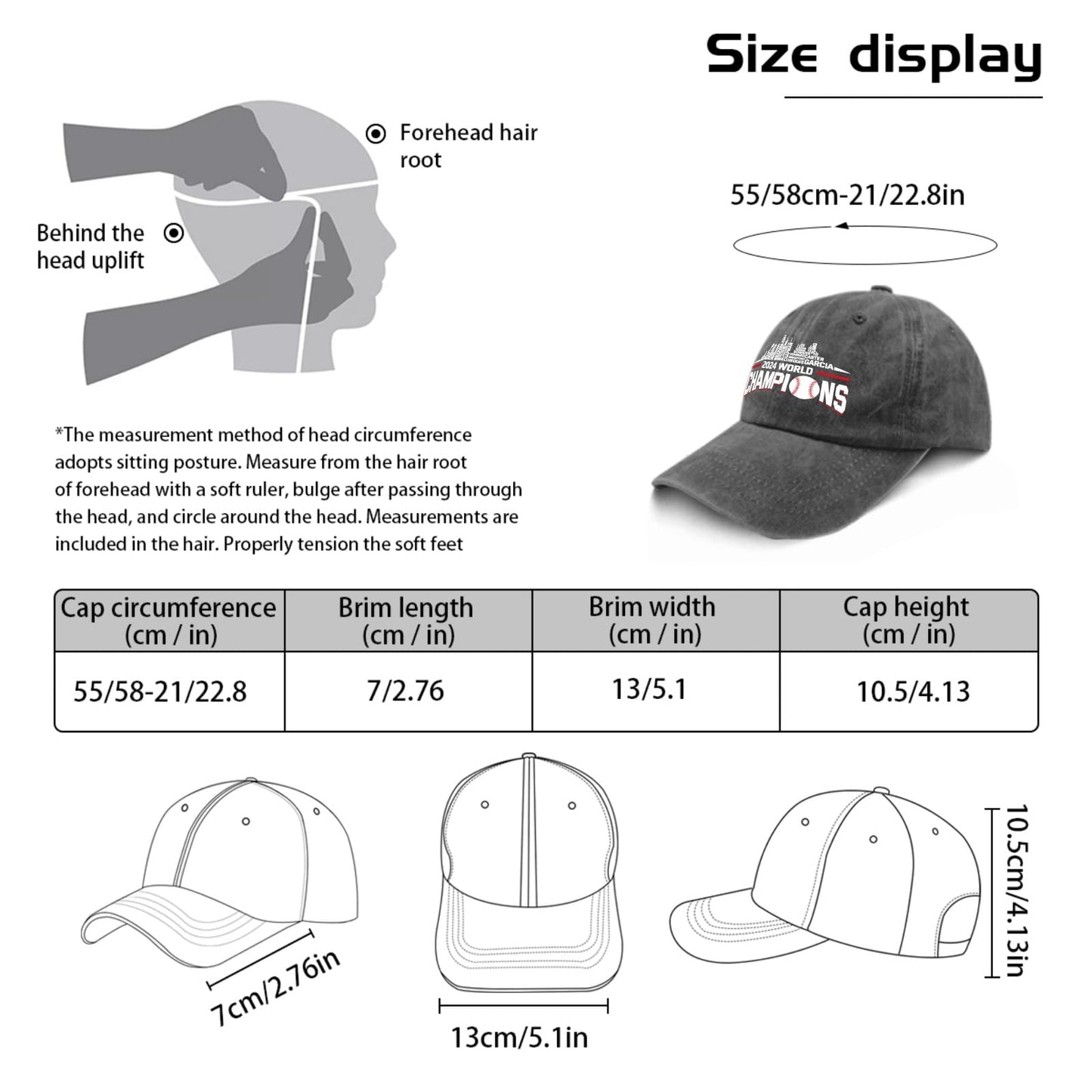 Generic 2024 Texas World Championship Sun Hat Custom Hats Pigment Black Hats for Women Fashionable Gifts for Women Hiking Hat