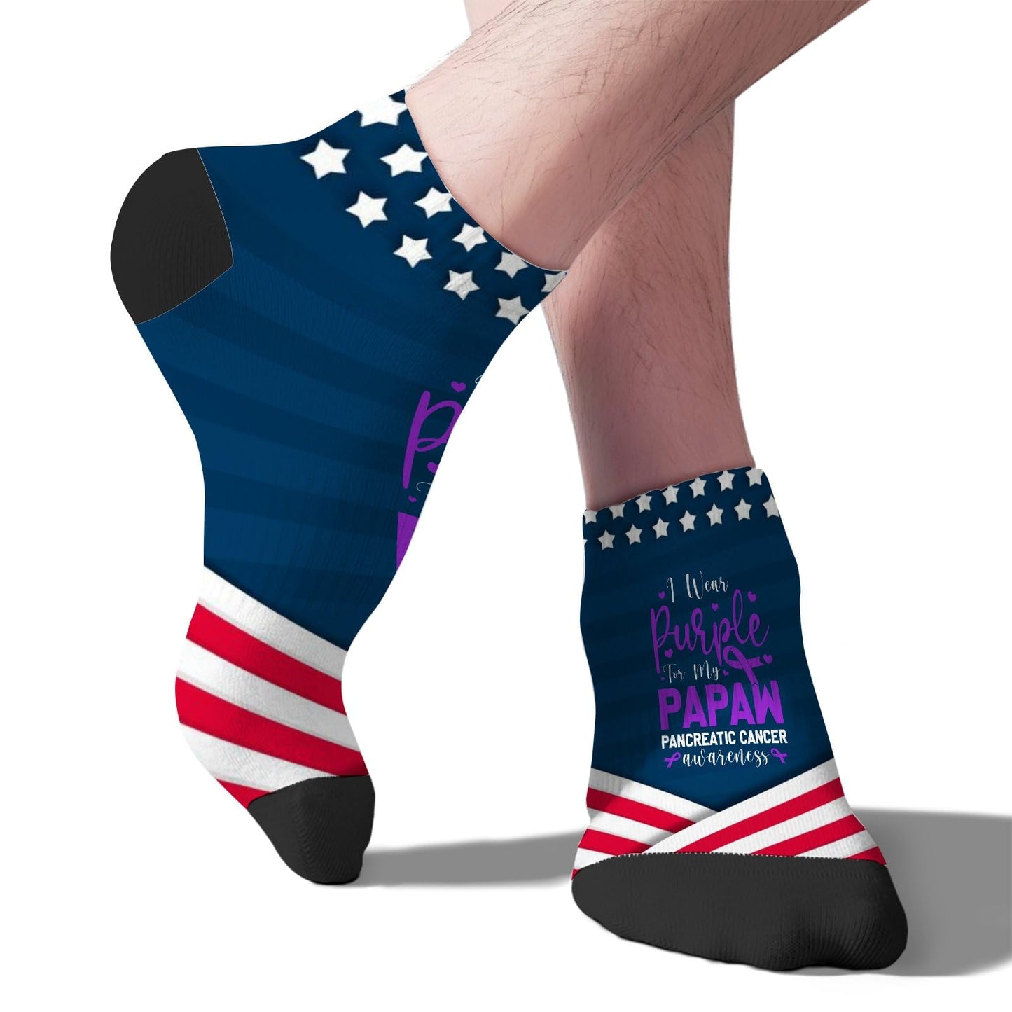 I Wear Purple For My Papaw Pancreatic Cancer Awareness Socks No Show Ankle Sock Women's