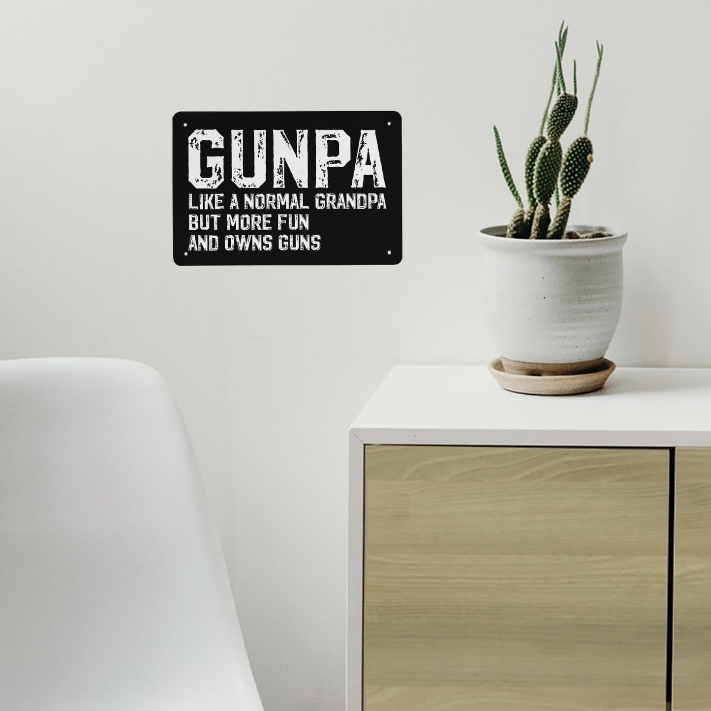 GUNPA Like A Normal Grandpa But More Fun Owns Guns Western Tin Signs Bar Decor For Classroom 40 * 30cm