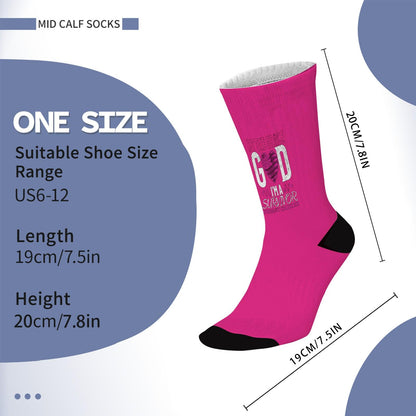 Survivor Breast Cancer Support Socks - Colorful Fancy Design