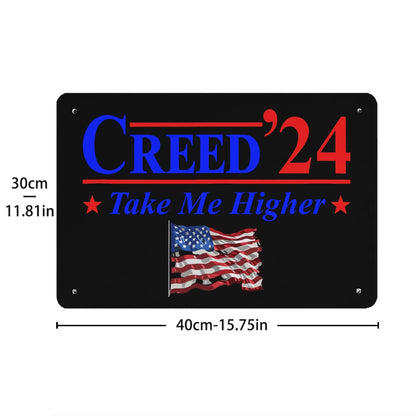 Creed '24 Take Me Higher Creed 2024 Take Me Higher Us Flag Metal Signs Metal Wall Decor For Classroom 40 * 30cm