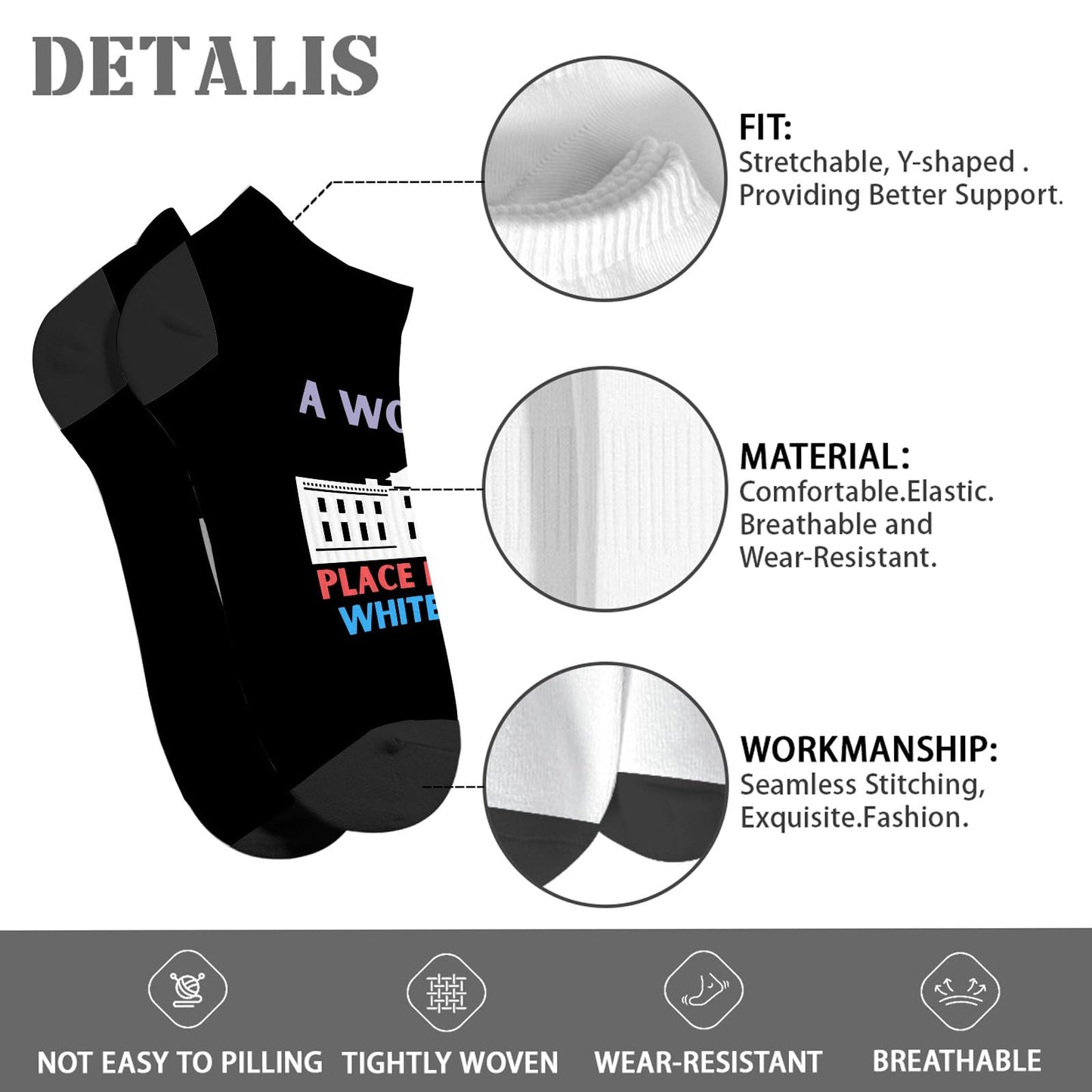 President Feminist A Woman's Place Is In The White Mens No Show Socks Liner Men's Sock