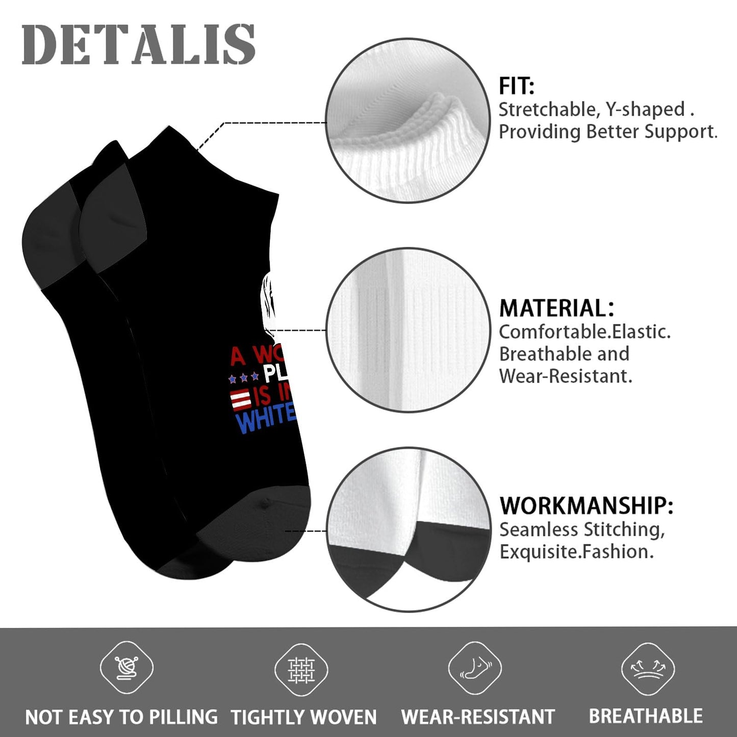 Feminist Presidential White Low Cut Athletic Socks