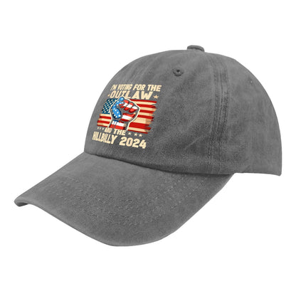 Outlaw & Hillbilly 2024 US Flag Cap - Funny Trucker Hat