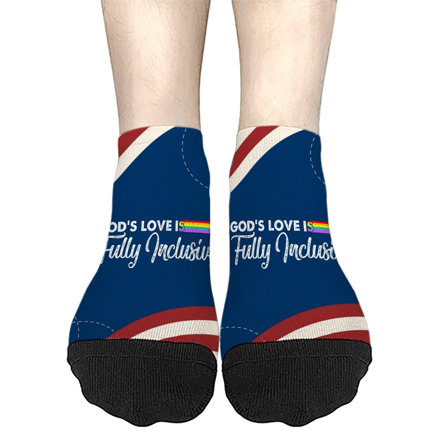 God's Love Is Fully Inclusive Rainbow Saying Womens Socks Ankle Athletic Women Socks