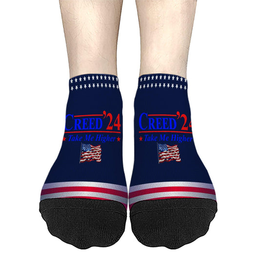 Creed '24 Take Me Higher Creed 2024 Take Me Higher Us Flag Men's Dress Socks Cotton Socks For Men's