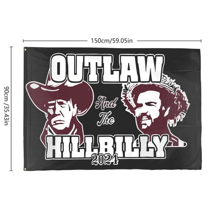 Vintage Outlaw Hillbilly Trump Vance 2024 Flag Tapestry 3x5 Ft