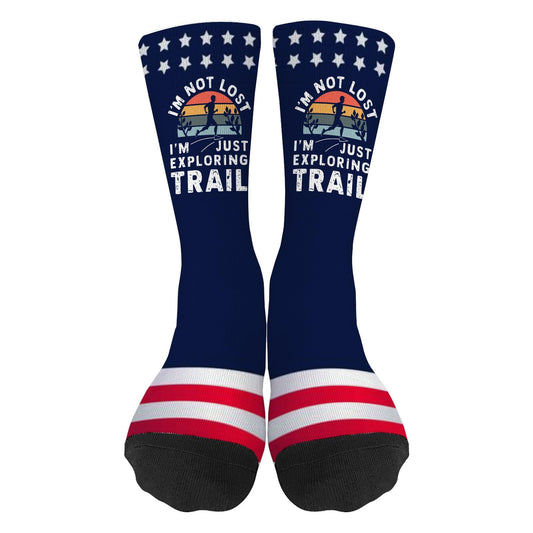 Explore The Trail Runner's Adventure Socks - Colorful Unisex Novelty Gift