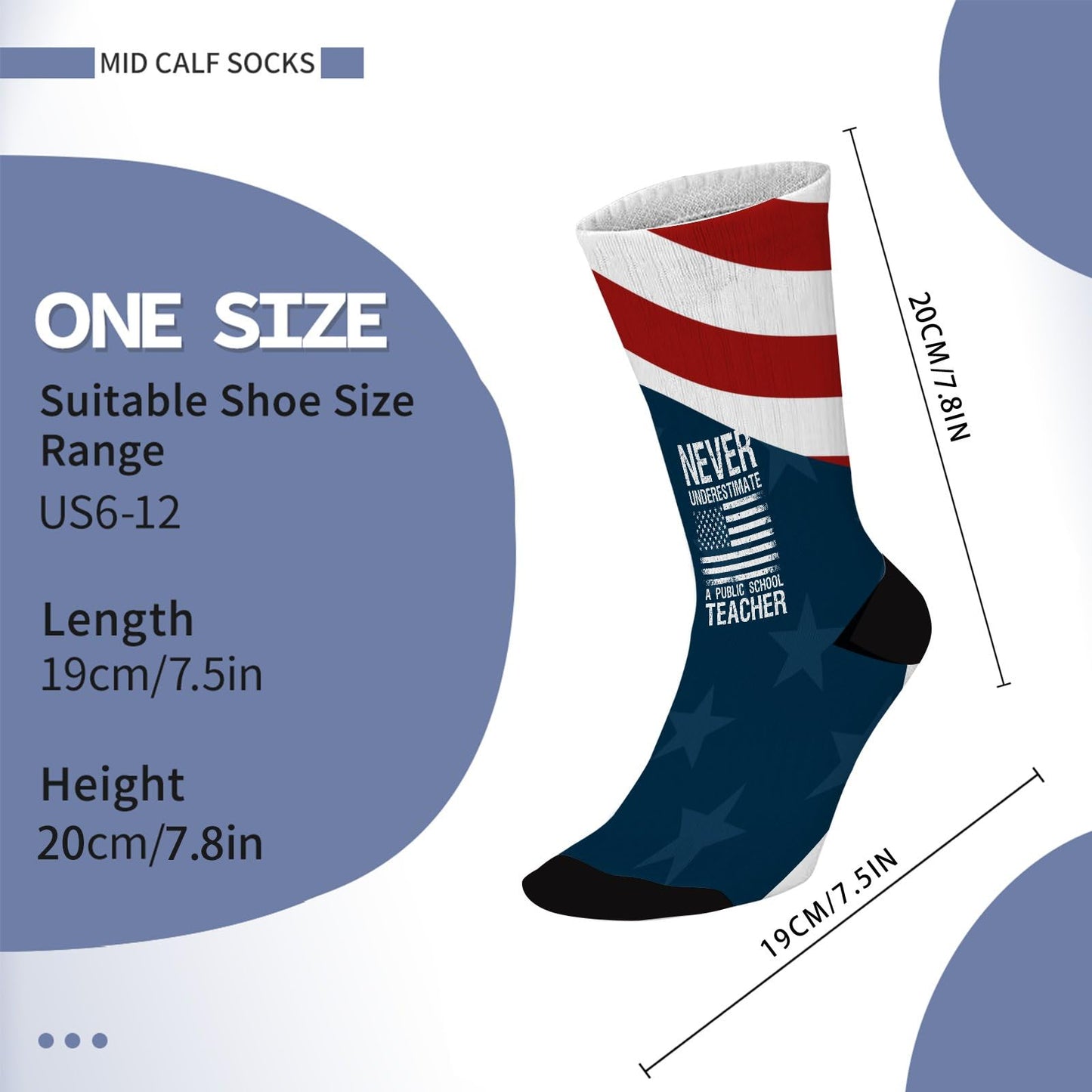 Never Underestimate A Public School Teacher Cool 2024 Trendy Mens Dress Socks