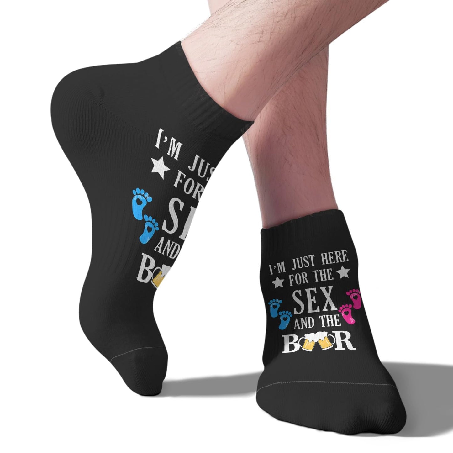 TEMLAN I'm Here Just For The Sex And The Beer Crew Socks Women Low Cut Women Sock, White