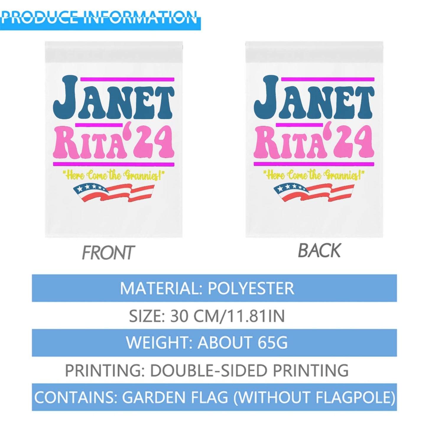 Janet Rita 24 Here Come The Grannies Double Sided House Flag