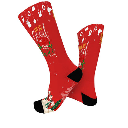 I Do It For The Ho's Inappropriate Christmas Santa Socks for Women Half Calf Sock Colorful Fancy Crazy Design socks Unisex Novelty Gifts for Boyfriends