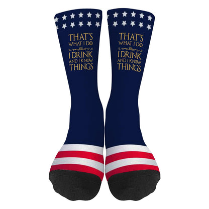 That's What I Do I Drink Beer and I Know Things Socks for Women Half Calf Sock Colorful Fancy Crazy Design socks Unisex Novelty Gifts for Dad