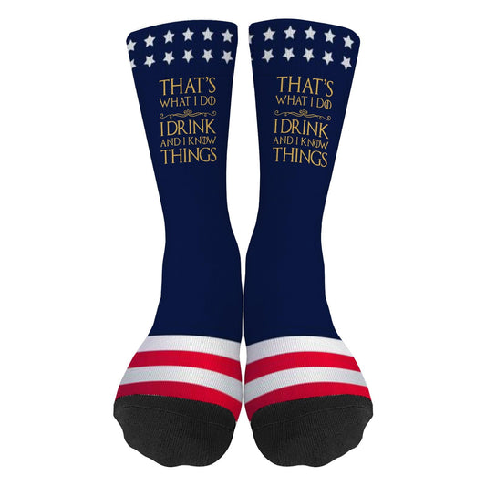 That's What I Do I Drink Beer and I Know Things Socks for Women Half Calf Sock Colorful Fancy Crazy Design socks Unisex Novelty Gifts for Dad