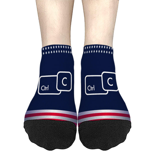 COPY Paste Matching Ctrl + C Mother's Father's Day Women Ankle Socks No Show Socks Men's