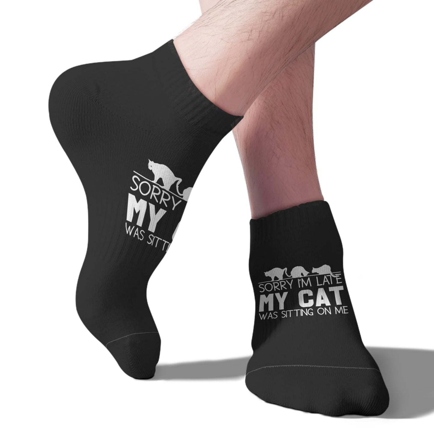 Generic My Cat Was Sitting On Me Dress Socks For Men Short For Men's Socks, White