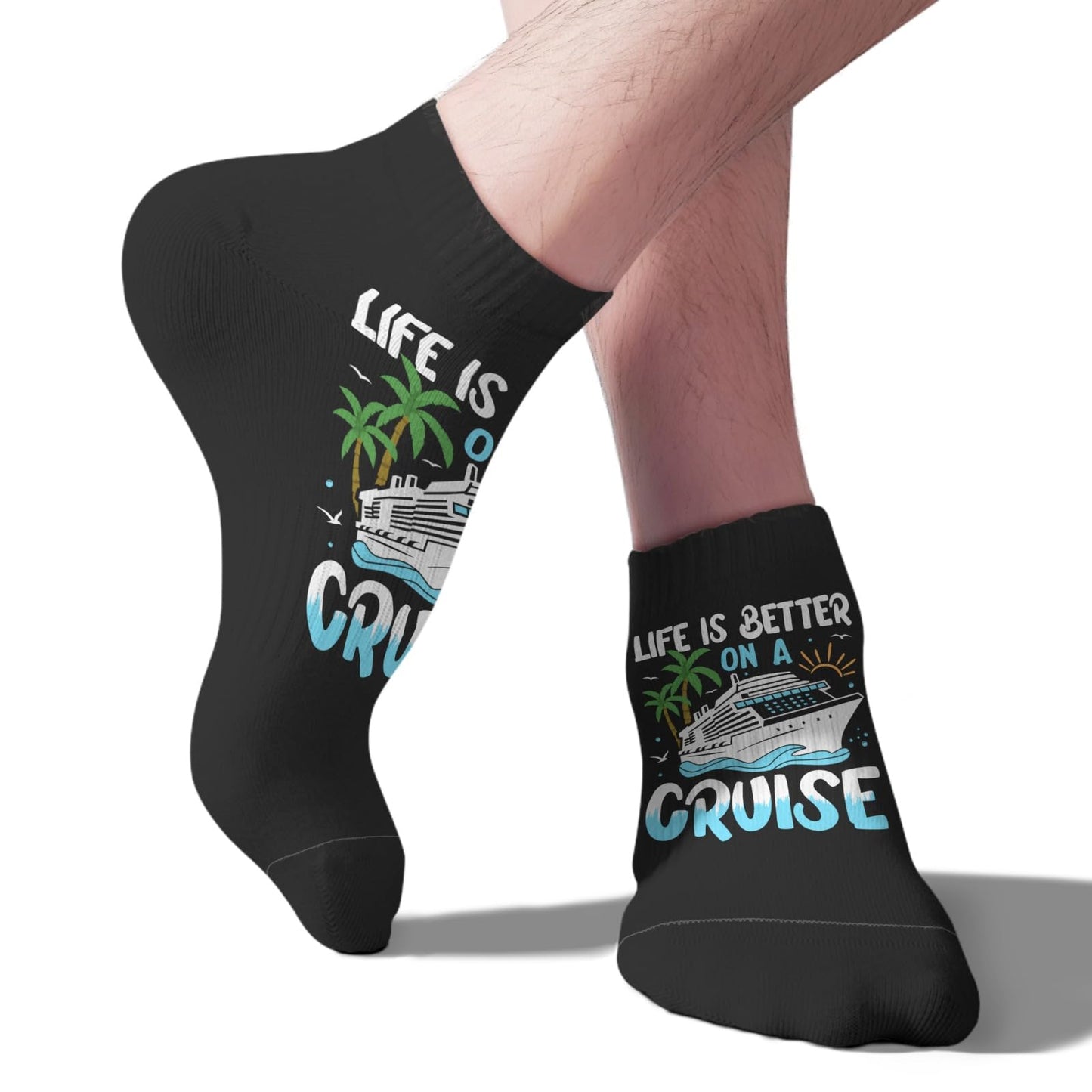 Generic Life Is Better On A Cruise Cotton Socks Crew Mens Socks, White