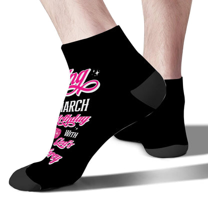 Step Into My March Girl Birthday Women Socks Ankle Hidden Sock For Men's