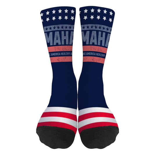 MAHA - Make America Healthys Again Premium Socks for Men Half Calf Sock Colorful Fancy Crazy Design socks Unisex Novelty Gifts for Dad