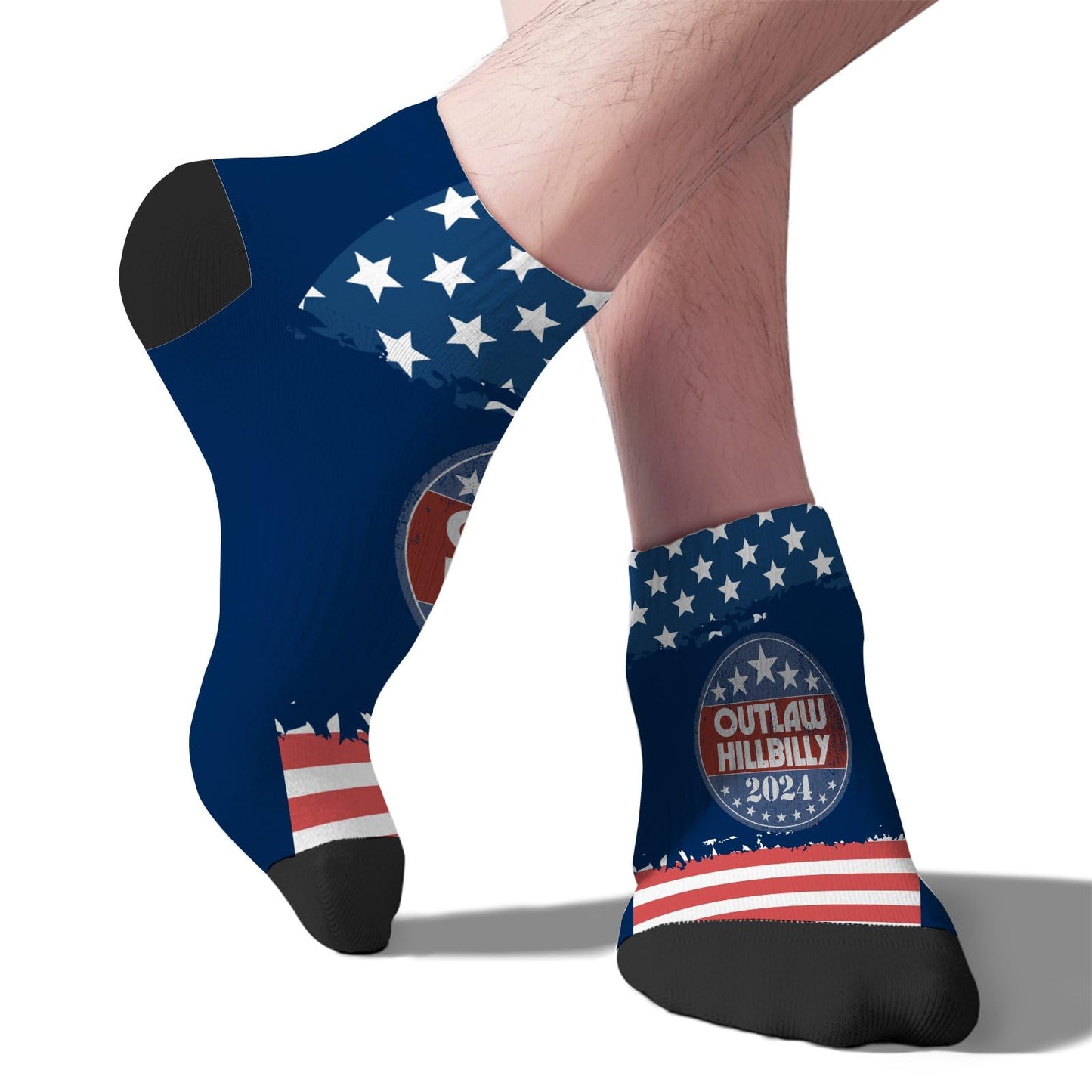 Trump Vances 2024 Outlaw Hillbilly US Flag Women Socks Ankle Low Cut Sock Men's