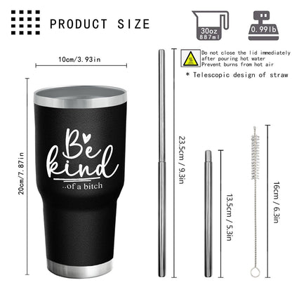 Be Kind Coffee Tumbler: Lid & Straw. Perfect for Students, Office, Gym.