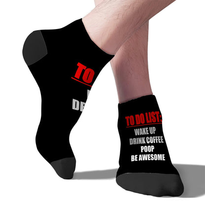 Men's Ankle Socks - Wake Up, Drink Coffee, Poop, Be Awesome