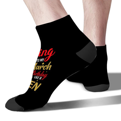 Step Into My March Girl Birthday Women Socks Ankle Hidden Sock For Men's