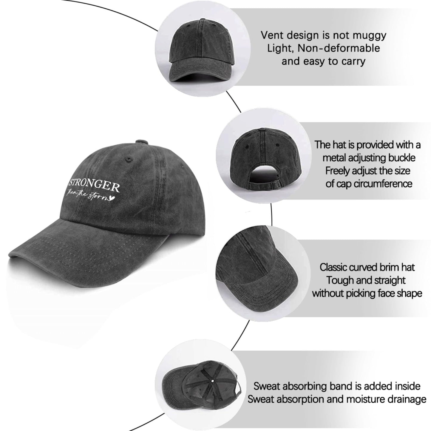 NICVAPE Stronger Than The Storm Hat - Pigment Black Dad Hat