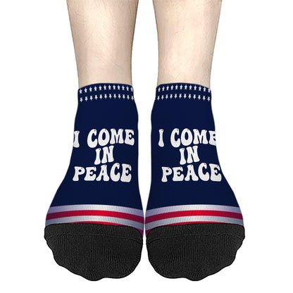 I Come In Peace I'm Peace Funny Matching Couple Lovers Mens Ankle Socks Liner For Men Sock