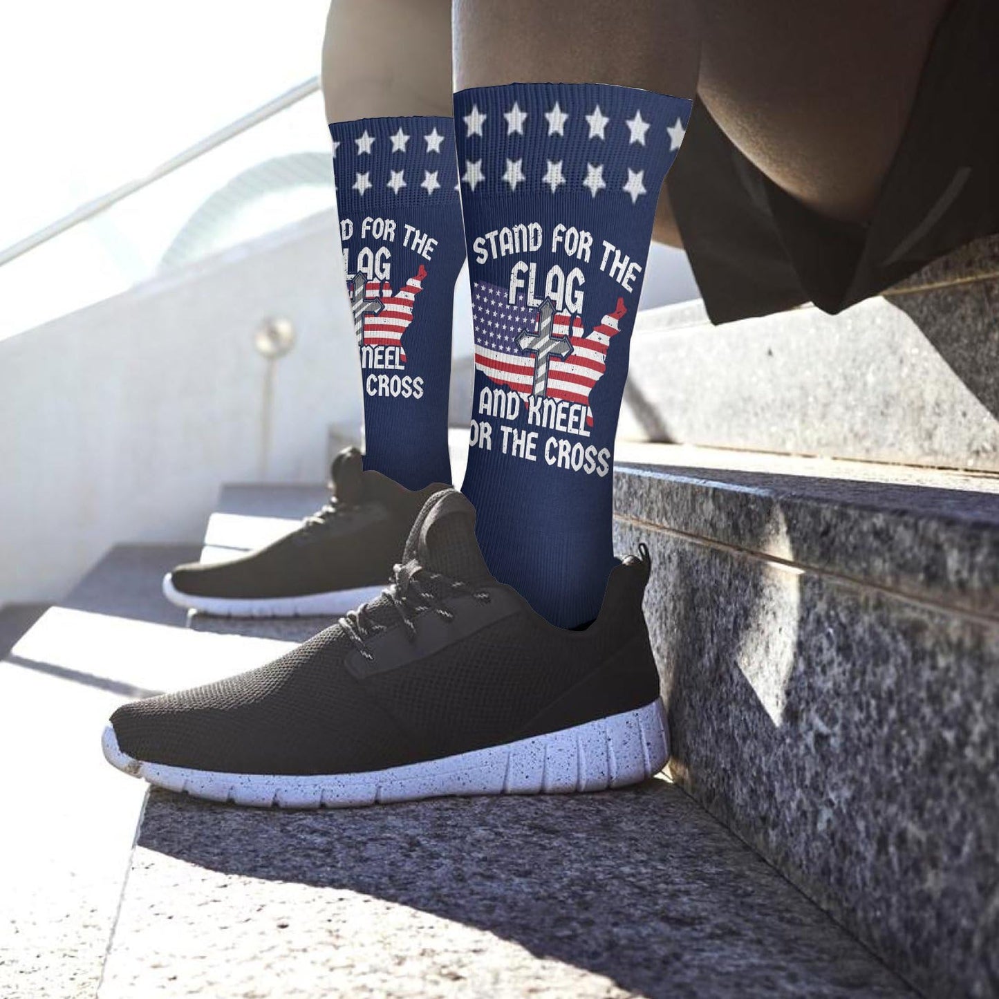 Stand for the Flag and Kneel for the Cross Women's Half Calf Socks