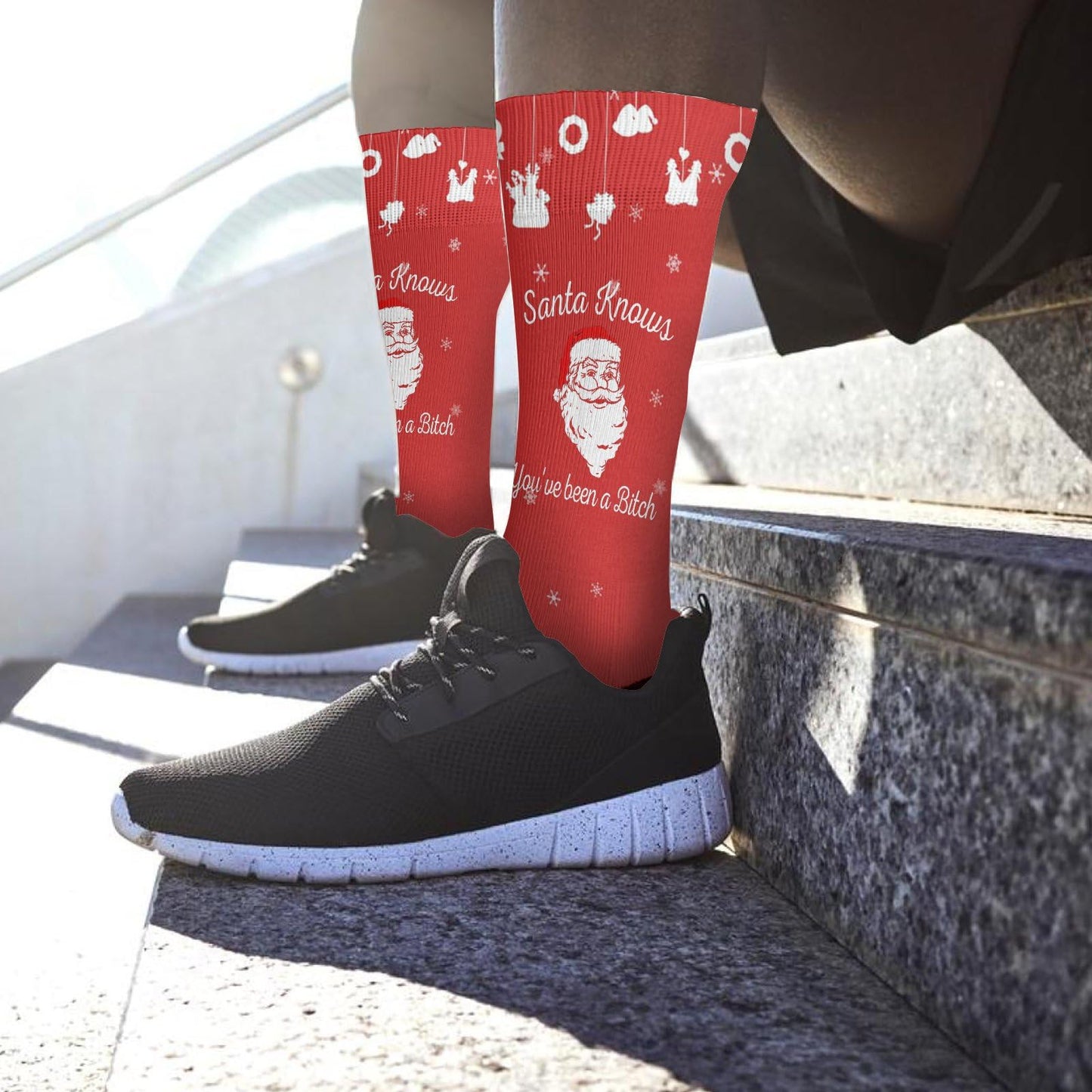 Santa Socks for Men - Colorful Crazy Design - Unisex Novelty Gift