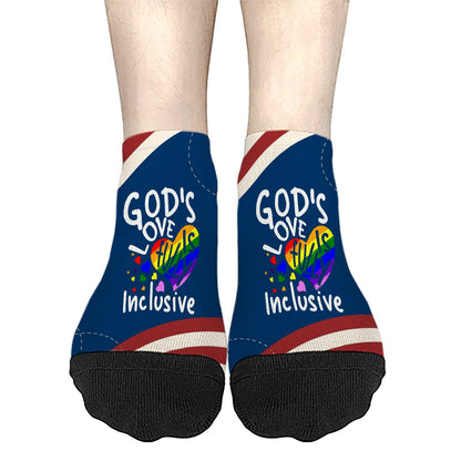 God's Love Is Fully Inclusive Rainbow Saying Womens Socks Ankle Athletic Women Socks