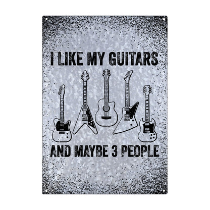 I Like Guitars Galvanized Bar Sign - Rustic Wall Decor