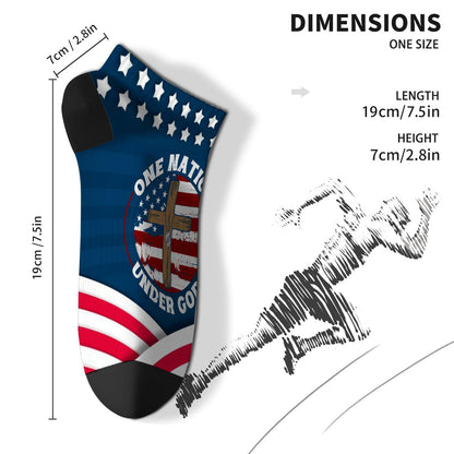 One Nation Under God Women's Ankle Socks - Invisible, Patriotic Design