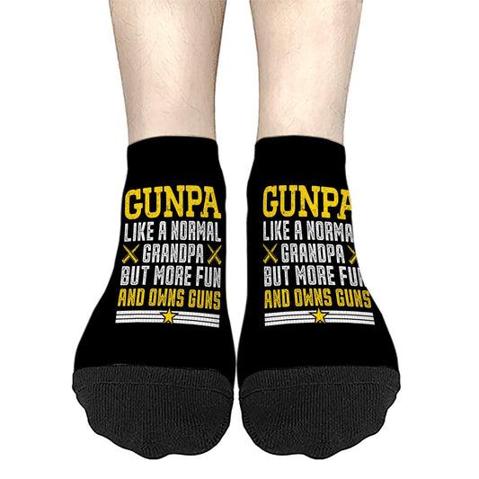 Fun Grandpa Guns Lover No Show Socks