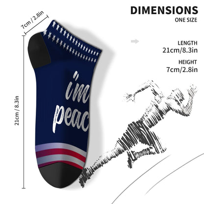 Funny Matching Couple Outfits I Come In Peace I'm Peace Mens Dress Socks Low Cut Sock For Mens