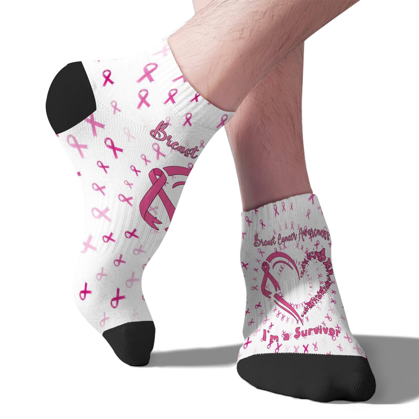 Breast Cancer Awareness Hummingbird No Show Socks Men Hidden Womens Socks