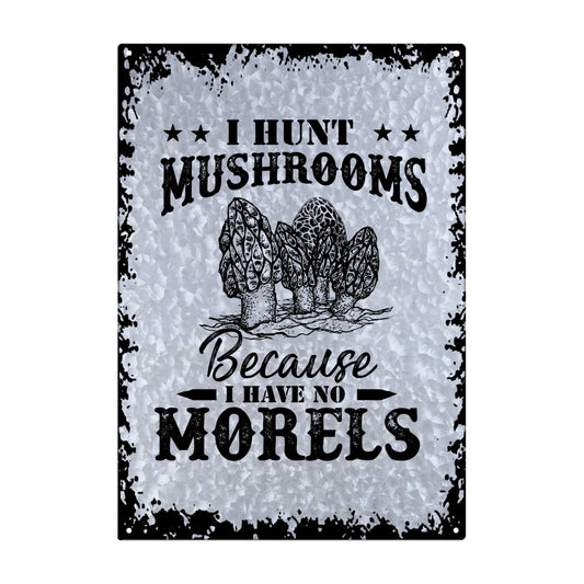 Vintage Mushroom Hunter Metal Sign for Library Decor