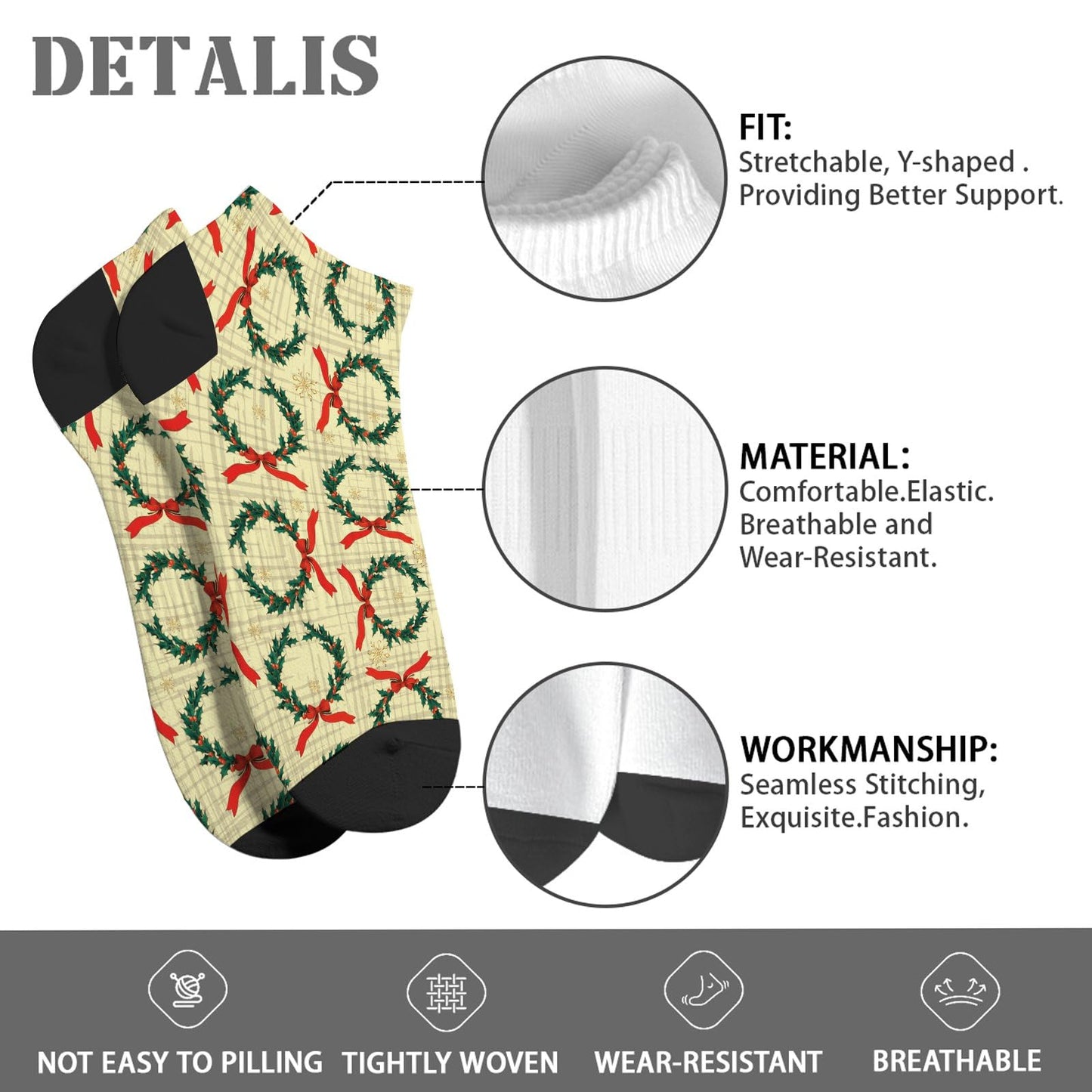 Funny Christmas Pattern Low Cut Socks Men Short Men's Sock